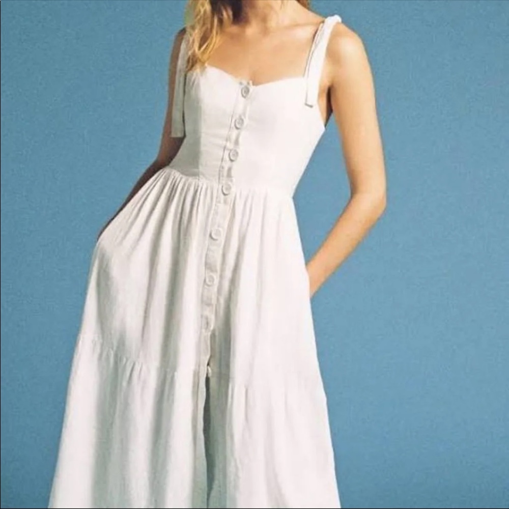 Urban Outfitters white linen tie dress